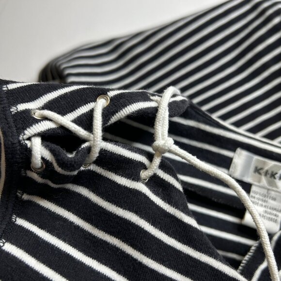 KIKIT Maurice Sasson  Women's Black and White Striped Large Top - Picture 4 of 7